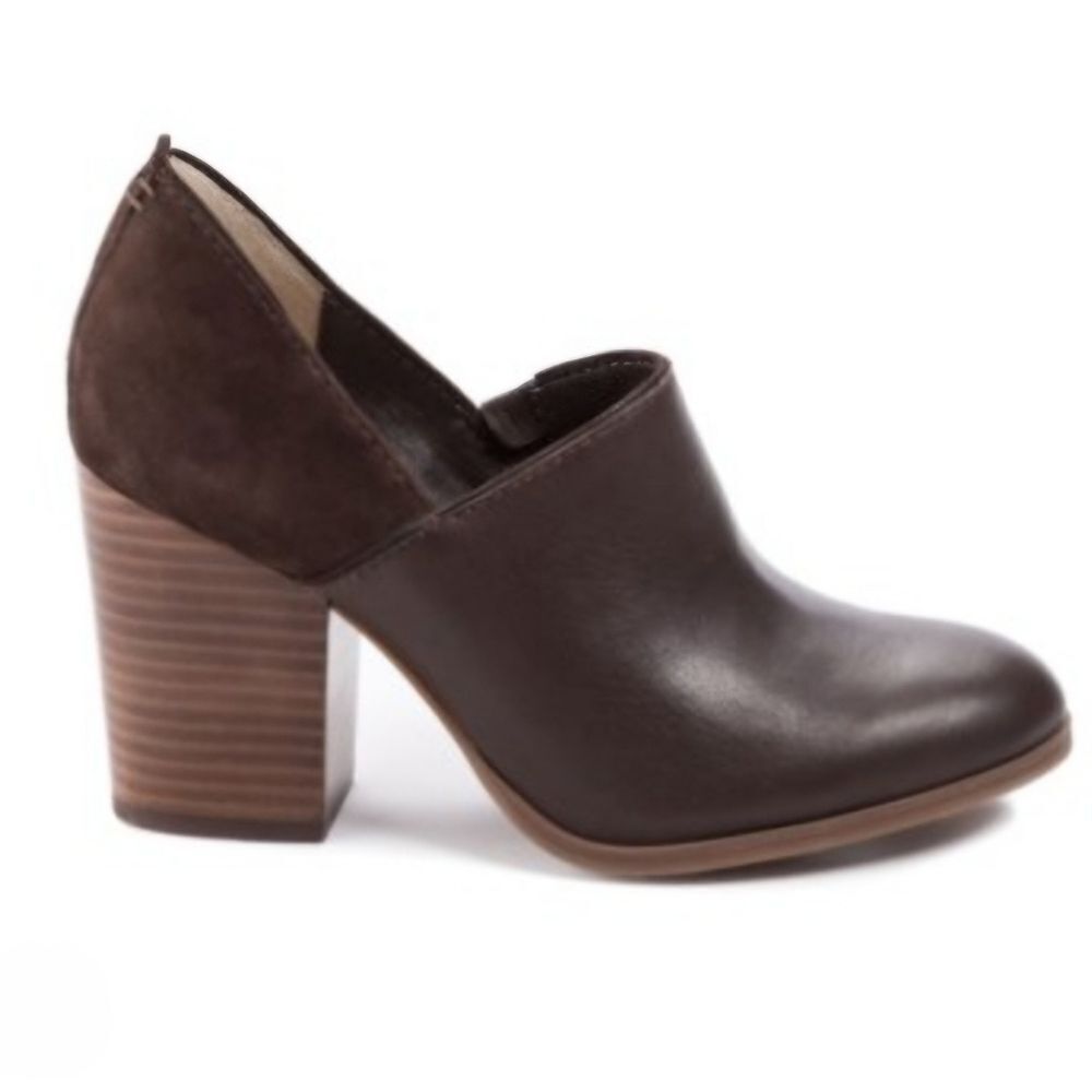 Lucca Lane Brown Suede Leather Stack Heel Ankle Boot Size 8 LIKE NEW
